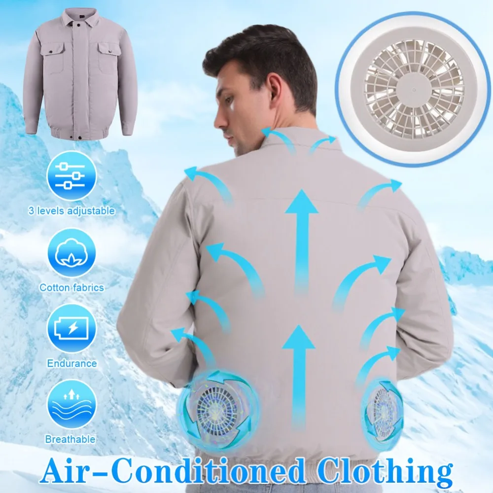 2021 de Verão ao ar livre Ventoinha de Arrefecimento Homens jaqueta de Ar Condicionado Roupas Sol-Protcetive Casaco de Construção de Jaquetas de Roupas