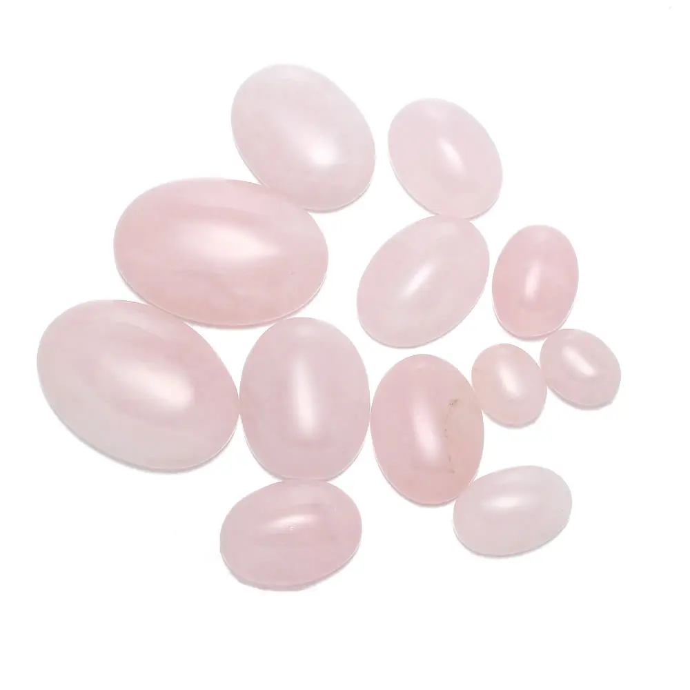 5pcs Pedra Natural Forma de Ovo Rosa Quartzs Cabochão Solta Pérolas para as Mulheres para Fazer Jóias DIY Colar de Anéis de Acessórios