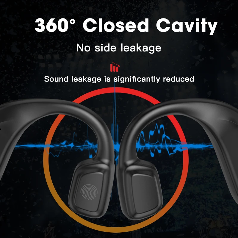 Osso de Condução de Forma Fone de ouvido Bluetooth sem Fio de Esportes Impermeável Fones de ouvido Estéreo Mãos-livres com microfone Execução Fone de ouvido