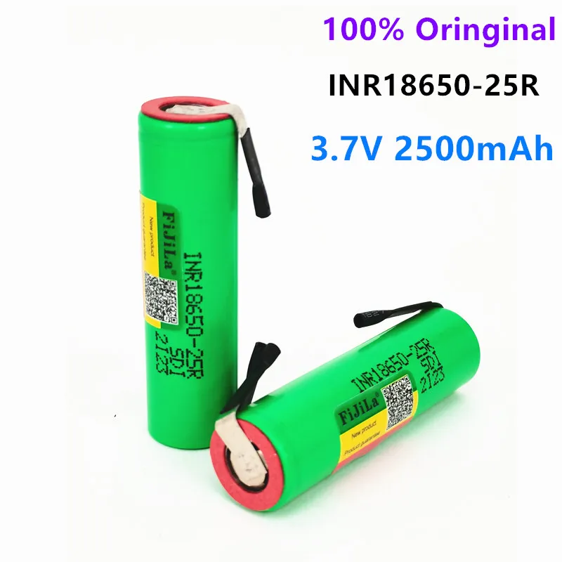 NOVO 18650 Bateria de 2500mAh 3,7 V INR18650 25R 20A Descarga de Alta Corrente de Soldagem Níquel Folha de iões de lítio Recarregável