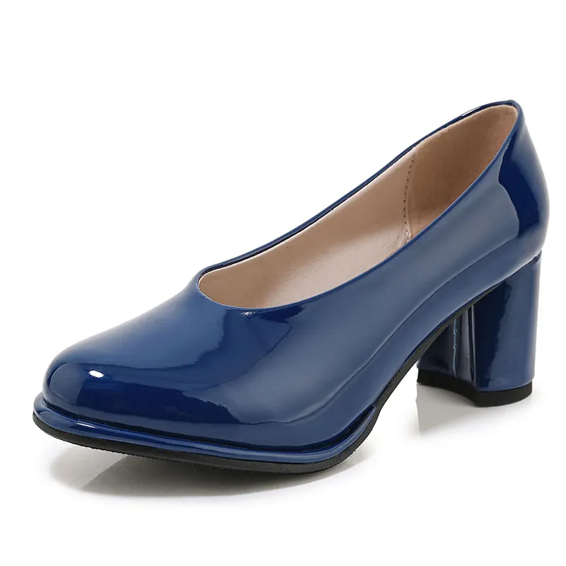 Sgesvier Moda 2020 Nova Patente Vermelho Azul Preto Sapatos de Mulher, de Salto Alto Deslizar sobre o Bloco de Saltos Bombas de Vestido de Noiva Office Womens Sapatos
