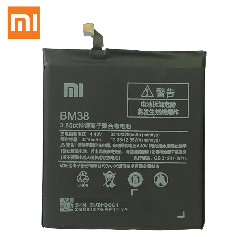 Xiaomi Telefone BM38 Bateria 3260mAh Alta Capacidade de Alta Qualidade para o Xiaomi Mi 4S Mi4S de Substituição de Bateria