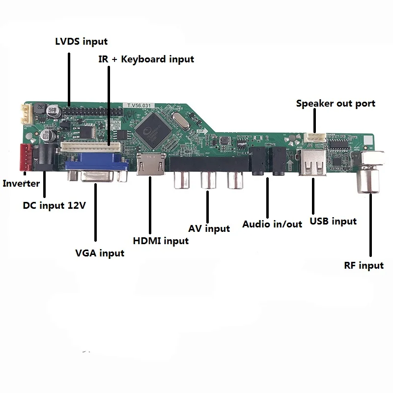 Para B121EW01 V0 VGA AV de TV USB Módulo Novo Driver de Placa de 20 pinos de Sinal Digital 1 lâmpadas de 12.1
