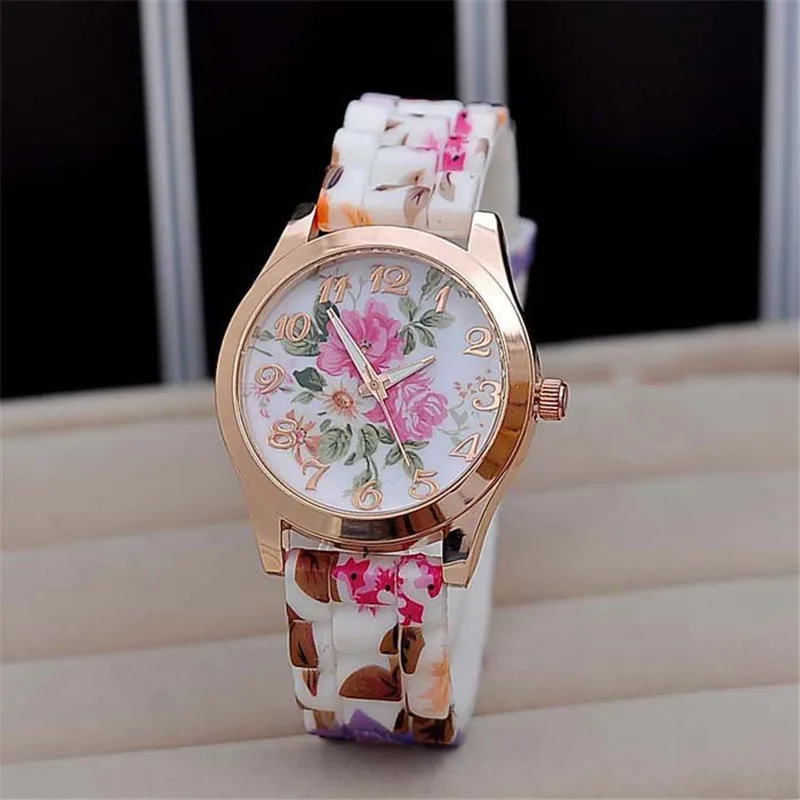 Mulher Menina Relógio Retro rural do padrão do estilo de silicone relógio de Flores Causal de Quartzo de Pulso, Vestido de 2019 venda Quente reloj mujer A7