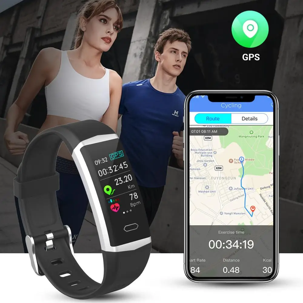 GandlEy B5 Inteligente Pulseira Relógio de GPS de Saúde Homens Mulheres Pulseiras de Esportes Bluetooth 5.0 IP68 Waterproof a Banda Inteligente Android