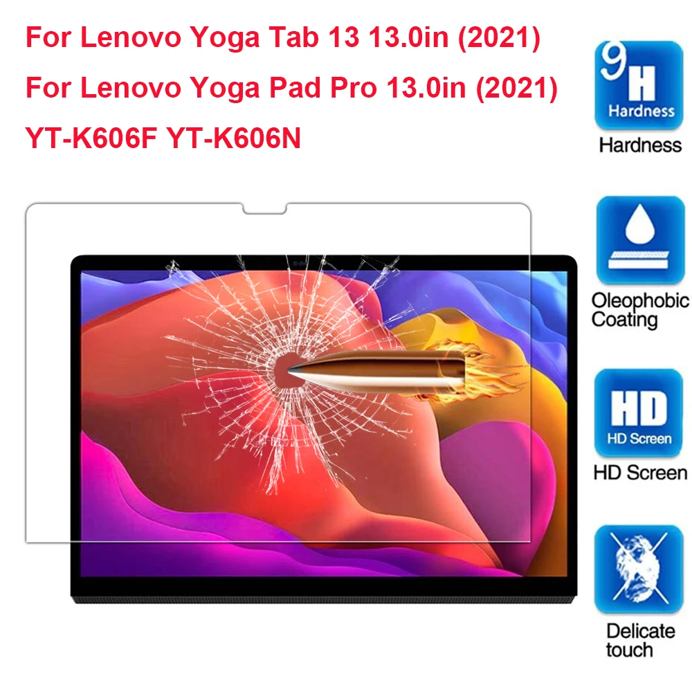 9H Vidro Temperado Para o Lenovo Yoga Pad Pro de 13 polegadas, YT-K606F 2021 Yoga Guia de 13 YT-K606N Tablet Protetor de Tela do Filme