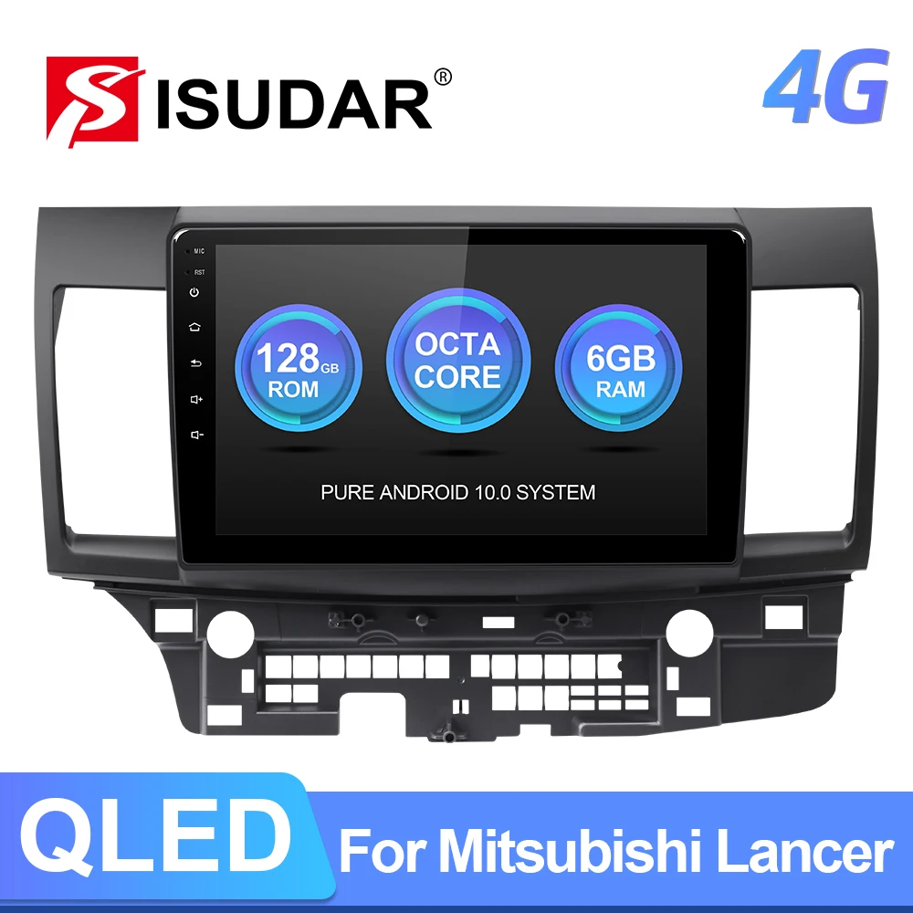 ISUDAR T72 QLED Android de 10 carros de Rádio Gravador de Fita Para Mitsubishi Lancer 2007 - 2013 Multimídia Vídeo Player de Navegação não 2din