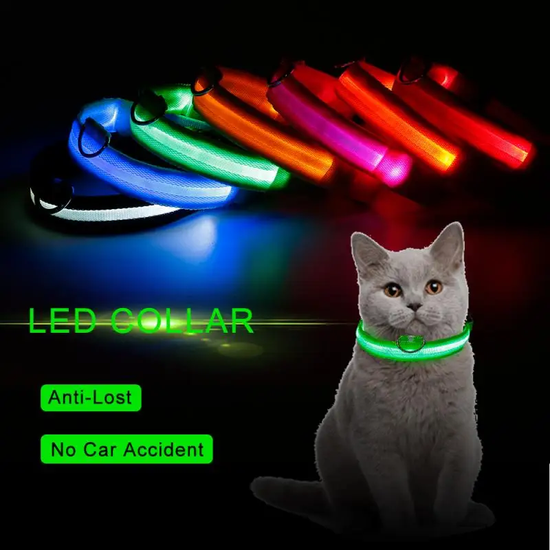 LED Gato de Estimação Coleira do Cão Luminoso de Segurança Brilho Colar de Piscamento Iluminação Até Coleiras Para Cachorro Gato Pet shop Gato Colares