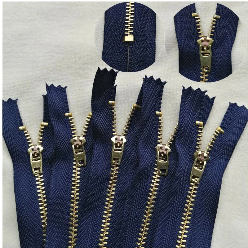 10 cm 10pcs 3 # bronze fechado cauda primavera cabeça jeans casual calças carcela de cobre zíper