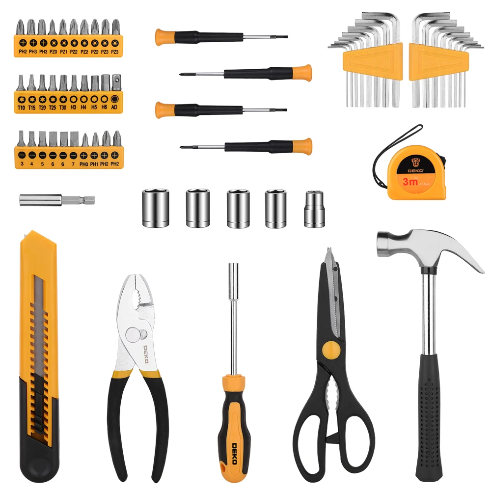 DEKO 62 Pcs edc marcenaria Profissional Tool Set Soquete chave de Fenda, Tesouras Faca Mecânica do Kit de Ferramentas com a ferramenta caixa de ferramenta multi