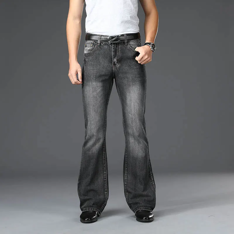 Homens Jeans Boot Cut, Denim, Calças Confortáveis, Um Pouco Magro Designer Clássico Solto E Casual Azul, Uma Calça Preta Tamanho 28 - 40