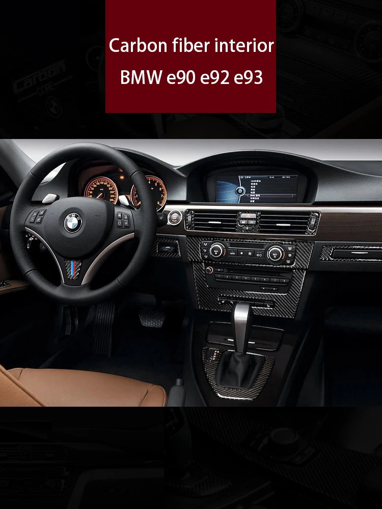 Para BMW E90 E92 E93 3 Série Real de Fibra de Carbono, Acessórios de Interiores a Decoração do Carro 3D Etiqueta da Engrenagem de Saída de Ar, Painel 2005-2012