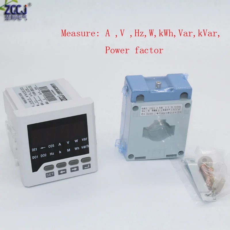 CJ-D61 AC 1 - fase multifunções, eletricidade, medidor de painel saída RS485 A V Hz kWh W Var kVar medidor transformador de