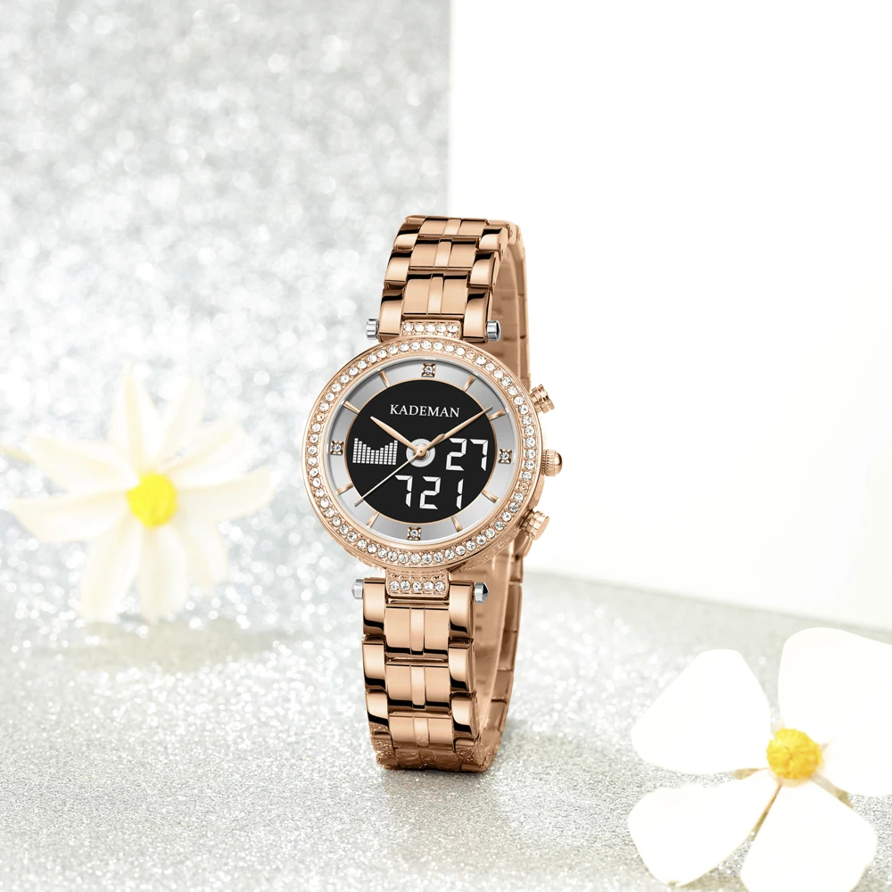 2021 KADEMAN Mulheres Relógio Marca de Topo de Luxo de Moda feminina Simples Display Digital, Relógios de Quartzo Feminino, Impermeável relógio de Pulso