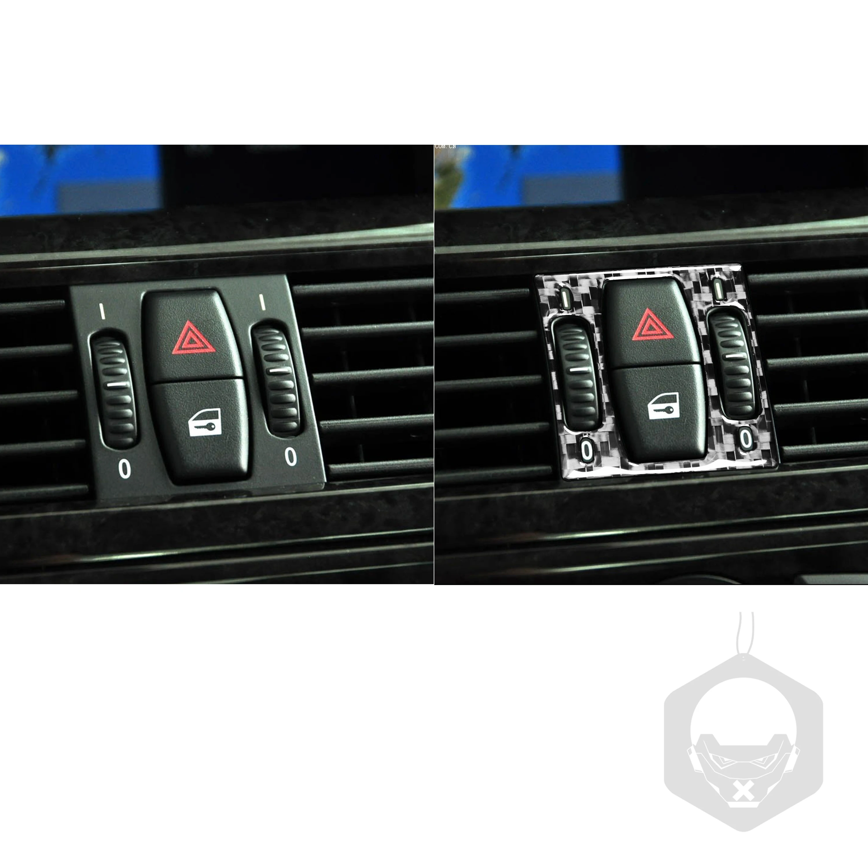 Para a BMW 6Series E63 E64 2004-2010 de Fibra de Carbono Preto Adesivos Conversível Botão de Emergência Perigo de Luz do Painel de Acessórios do Carro