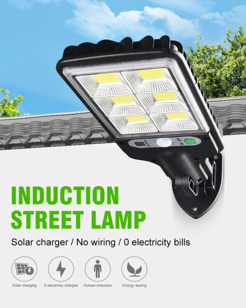 Solar ao ar livre LED pátio lâmpada de parede indução do corpo humano 30/72cob lâmpada de rua 18led/616 com controle remoto