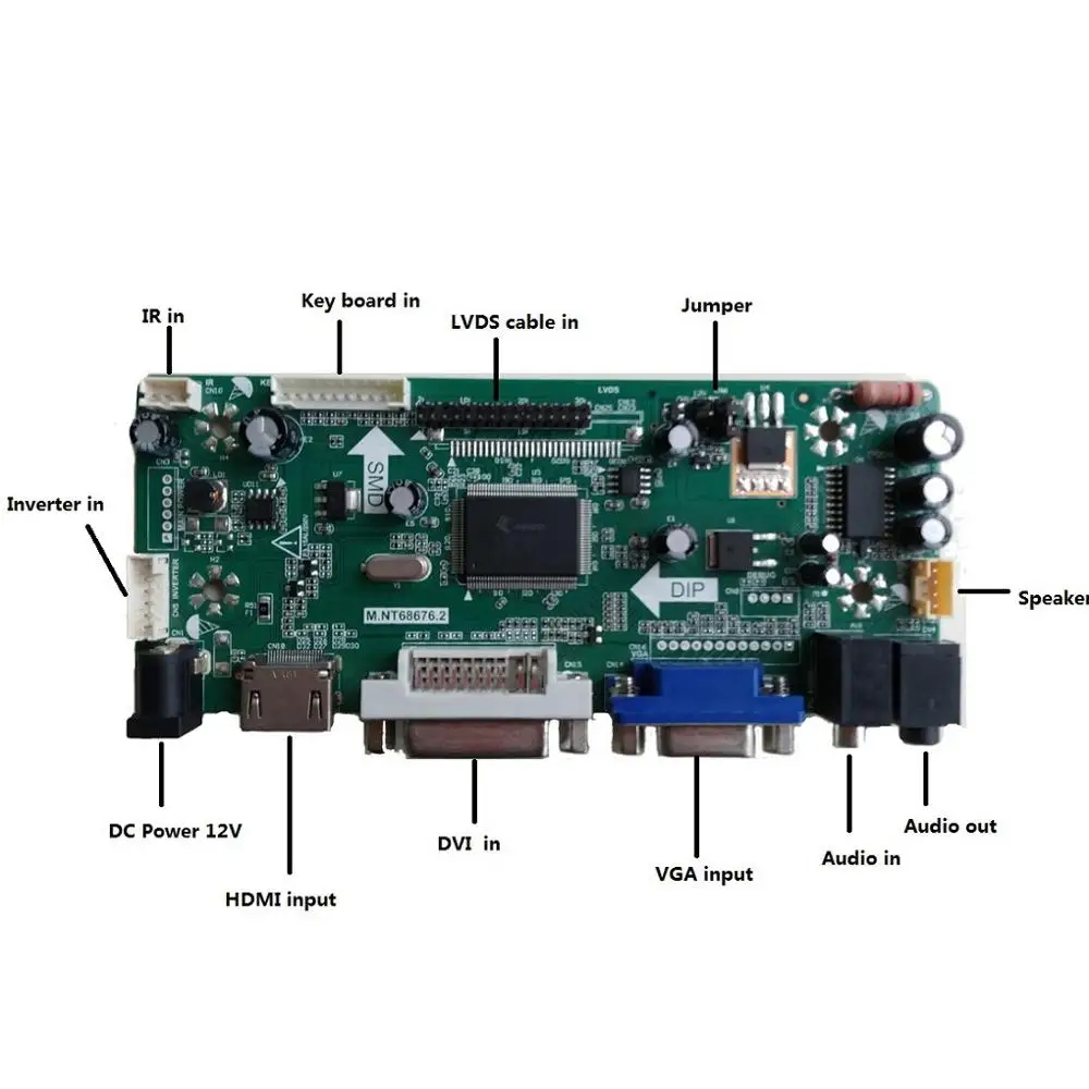 Kit para LM238WF1 SL 1920x1080 Controlador de vídeo da Placa do Painel 30pin M. NT68676 LED de Áudio HDMI+DVI+VGA LCD LVDS Monitor de 23,8