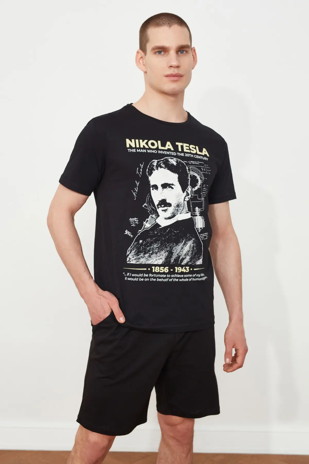 Trendyol Tesla Impresso Licenciado Malha Pijama Conjunto THMSS21PT0706