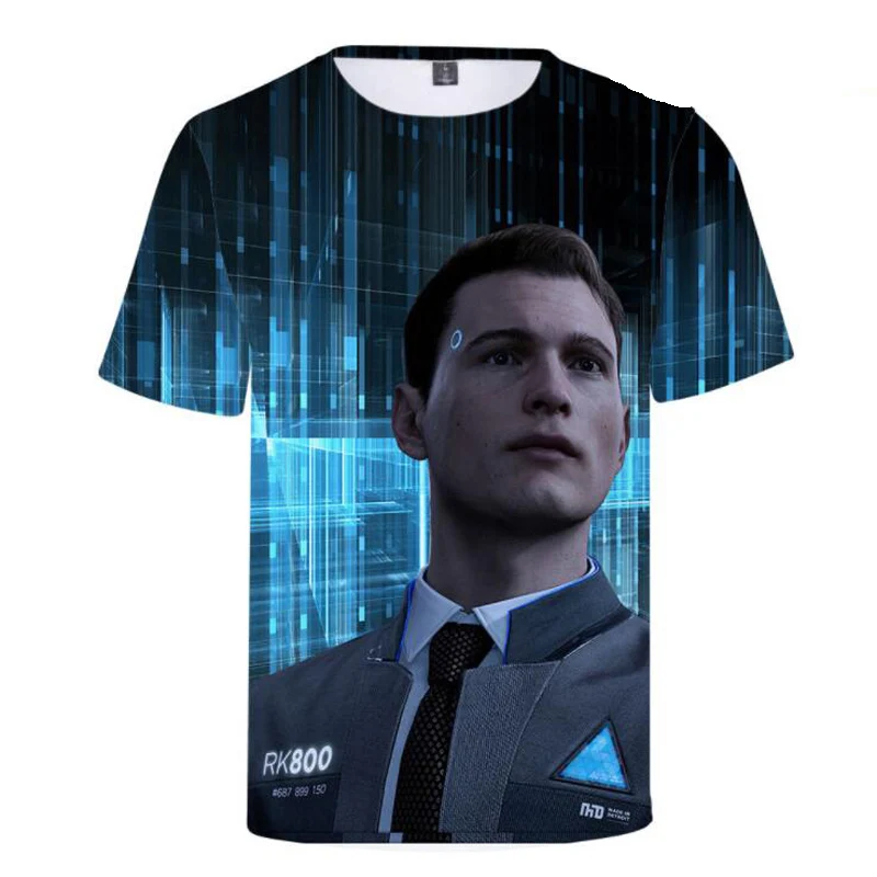 2021 Detroit Tornar-se Humano Impressas em 3D T-shirt dos Homens e Mulheres de Verão de Manga Curta Detroit Jogo Camisetas Unissex, Moda Hip Hop Tops