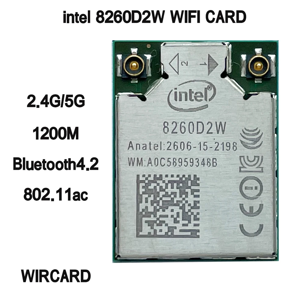 WIRCARD Intel 8260D2W 8260AC de Banda Dupla 802.11 ac 2,4 G/5G BT4.2 WIFI Cartão