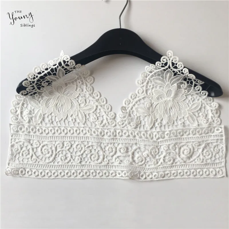 Novo chegar Ocos de Bordado Branco Applique Lace Decote Gola DIY de Costura de Tecido Vestidos de Decorar Acessórios Suprimentos
