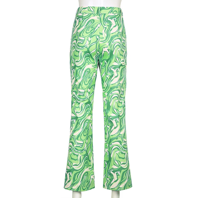 HEYounGIRL Casual Cintura Alta Vintage Calças para Mulheres Moda Verde Dividir Lado Calças compridas Senhoras Elegantes Y2K 90 Streetwear 2021