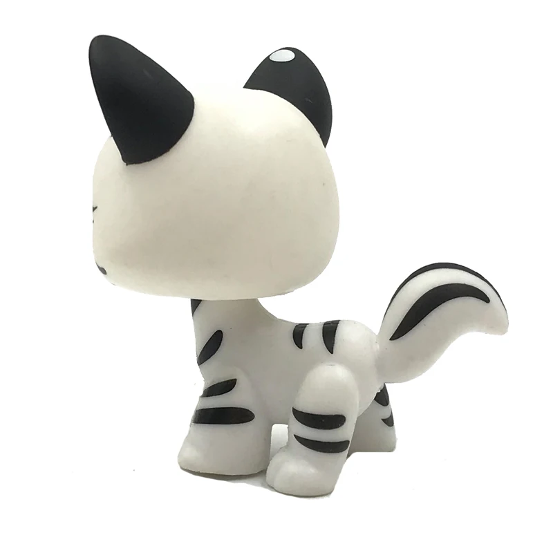 LPS Gato Littlest pet shop #1498 Mini-Curta de Cabelo em Pé Black & White Tiger Kitty Antigo Original do Animal Figura Presentes de Natal