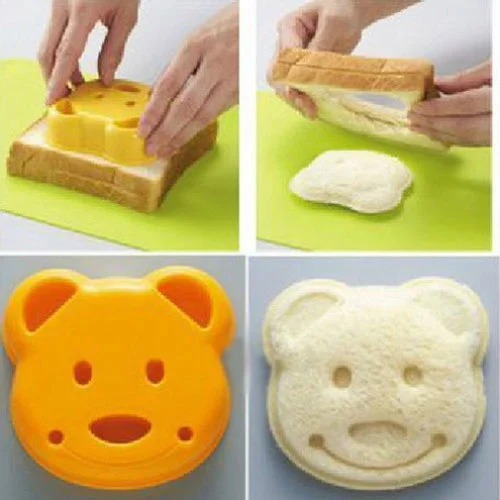 1 Pc Sorriso Bonito Urso Forma de Sanduíche de Molde Criativo Pão Molde Plástico Sandwich Maker DIY Molde de Casa material de Cozinha