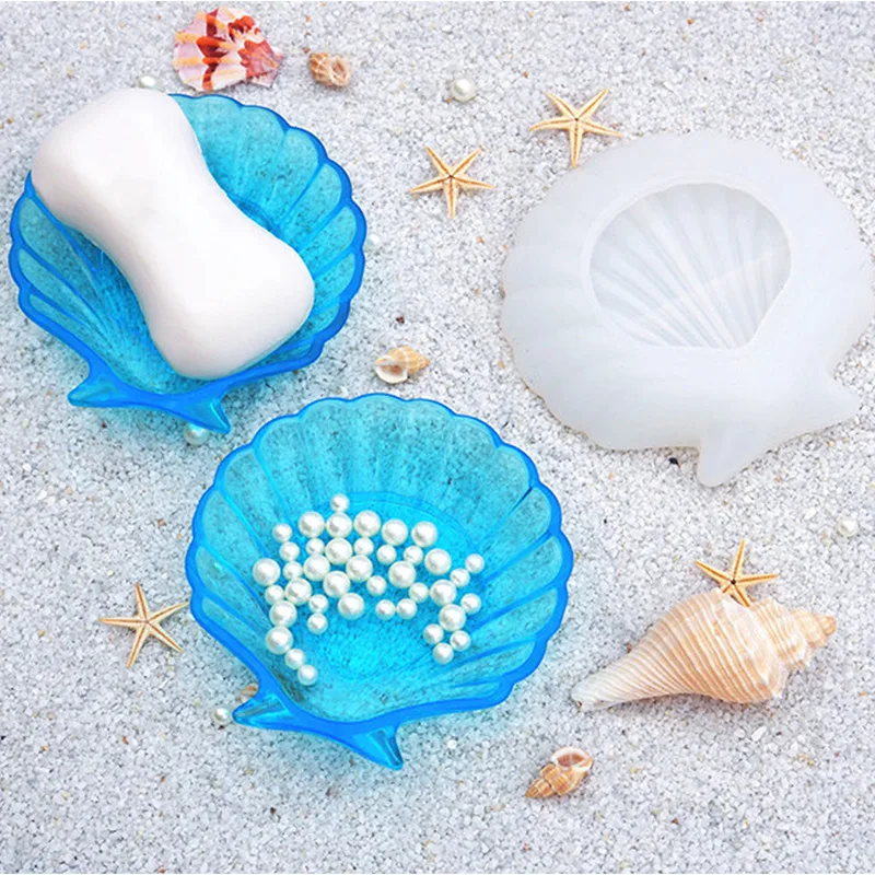 Moldes de Resina Epóxi de Silicone porta-copos Shell ShapeCreative Design Bandeja da Placa DIY saboneteira de Fundição de DIY Montanha-russa de Moldes de Ferramenta