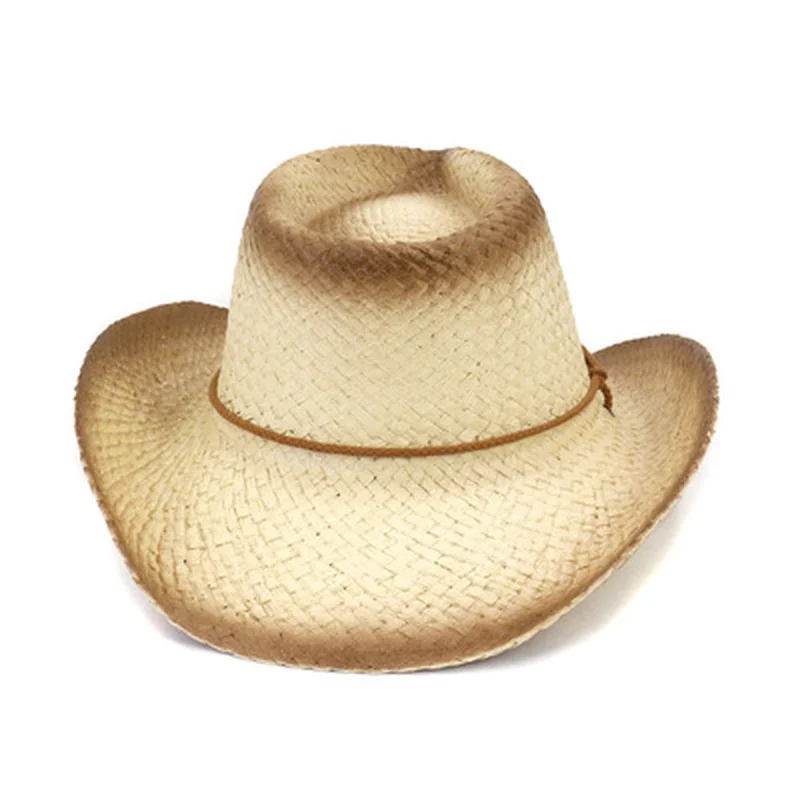 Sol de verão chapéus mulheres homens panamá de aba larga permeável corda jazz caps western cowboy de impressão estrelas casual vintage cáqui chapéu de palha novo
