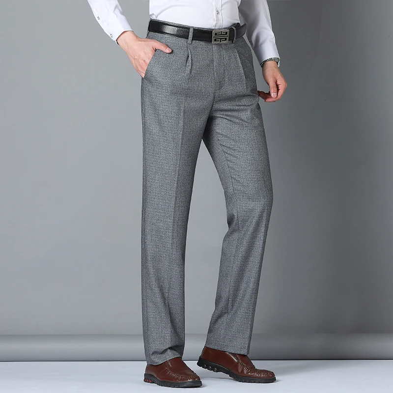 Novo, masculina Casual Calças de Negócios de Moda de Alta Qualidade Direto Solta Cintura Alta Elástico Calças Masculinas da Marca de Roupas da Marinha