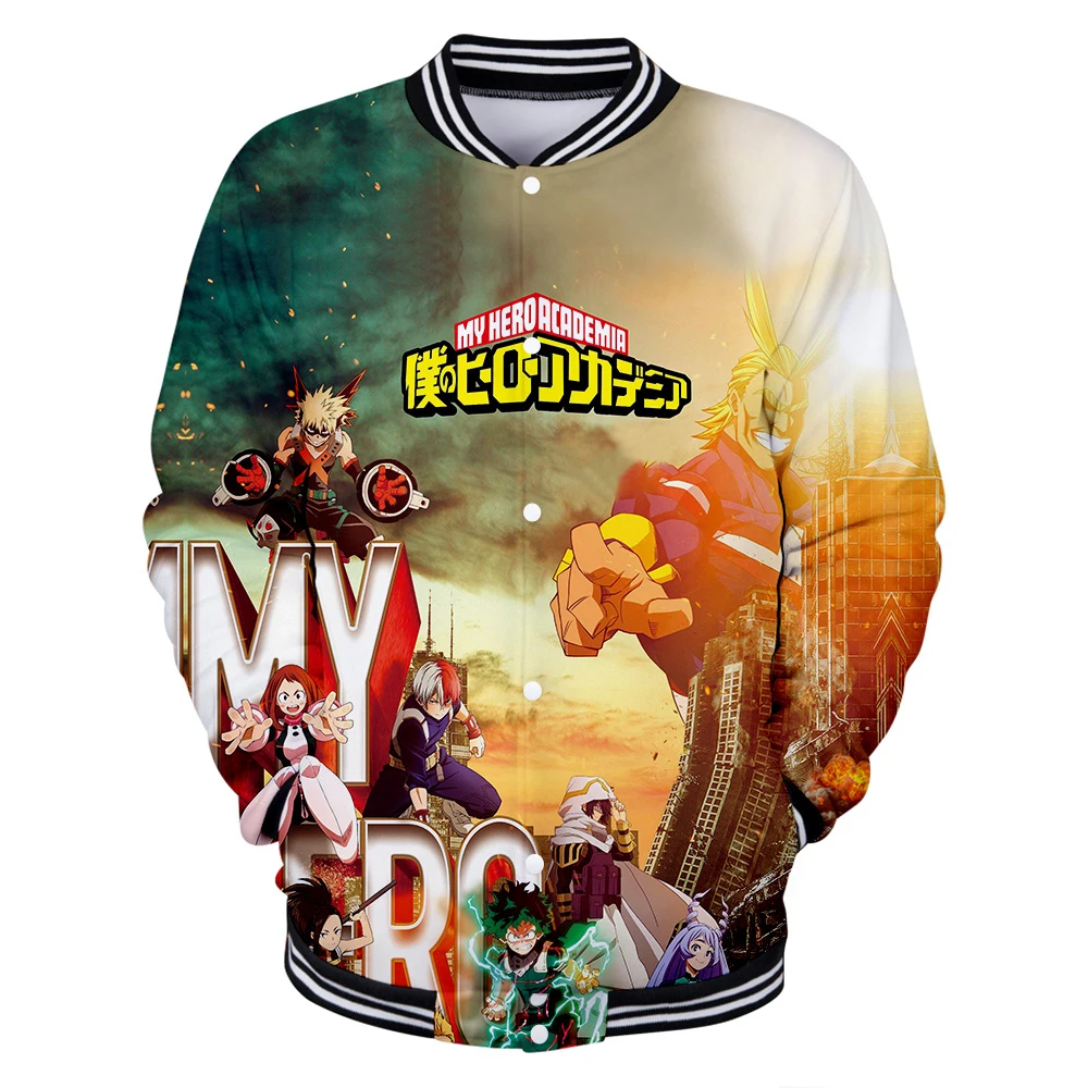 O mais novo o Meu Herói Academia 3D Baseball Jackets Mulheres/Homens de Moda Anime camisa de Manga comprida 2020 Venda Quente Casuais Roupas de Streetwear