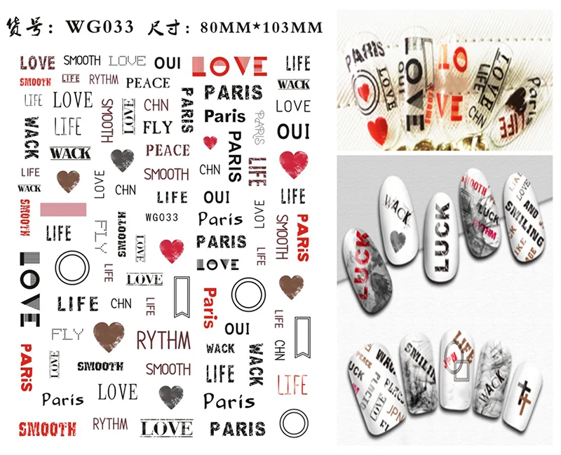 Moda Letras de Unhas de Arte Manicure Cola Decalque Decoração de Design de Unhas Adesivo para Unhas, Dicas de Beleza do Prego de Acessórios