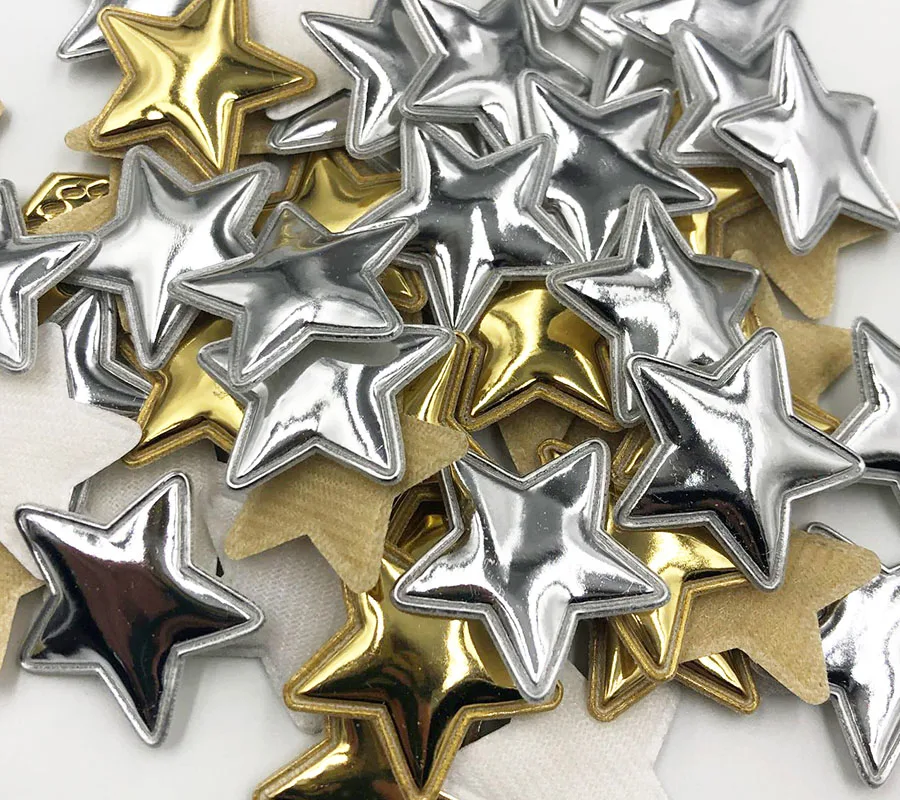 50Pcs Estrela de Ouro/Tira Acolchoado Patches Appliqued DIY de Artesanato Material Crianças Chapelaria e Acessórios para o Cabelo A356