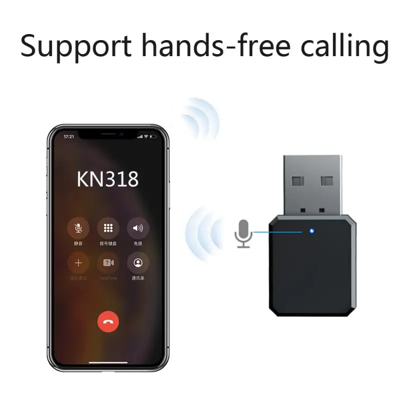 KN318 Dupla Saída AUX Usb Bluetooh 5.0 Áudio Ontvanger Zende Estéreo Adaptador Bluetooth Estéreo do Carro de Mãos livres Chamada