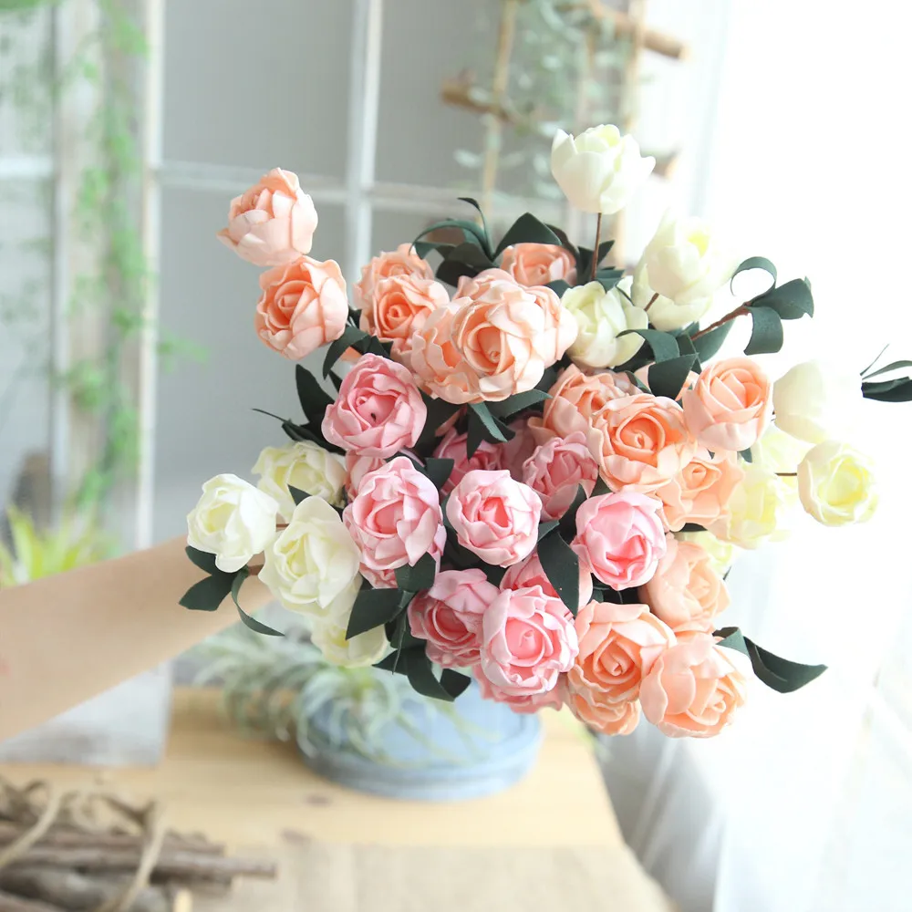 Artificial Pe Grupo francês Rose Bouquet Floral Falso Flor Organizar a Tabela de Margarida Flores do Casamento Decoração Festa Acessório Flores#p35