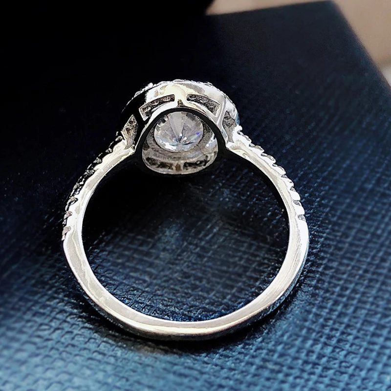 OEVAS 925 Silver Espumante Oval Zircão com Alto teor de Carbono Anéis de Noivado de Diamantes Para as Mulheres, Festa de Casamento Jóias Finas