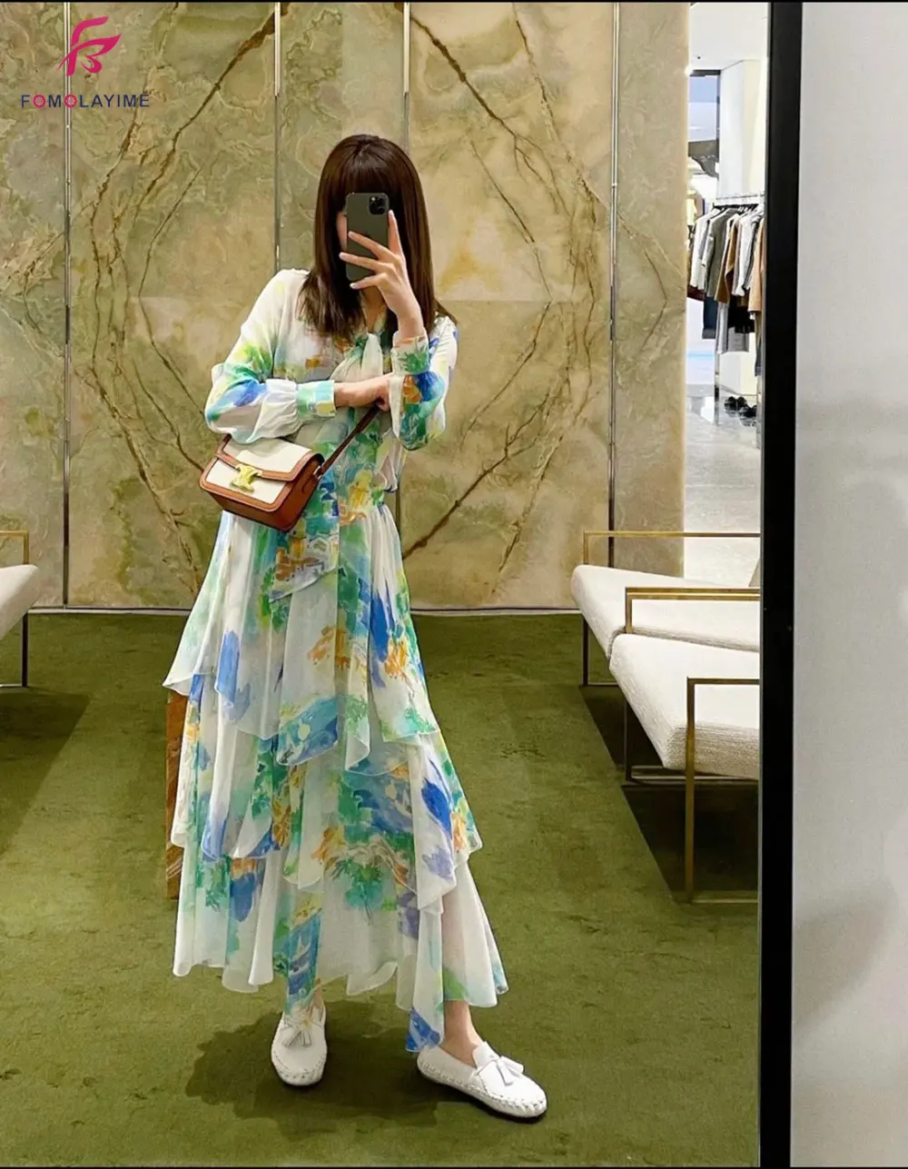 2021 de verão de alta qualidade aquarela de seda impressa de saias longas para as mulheres