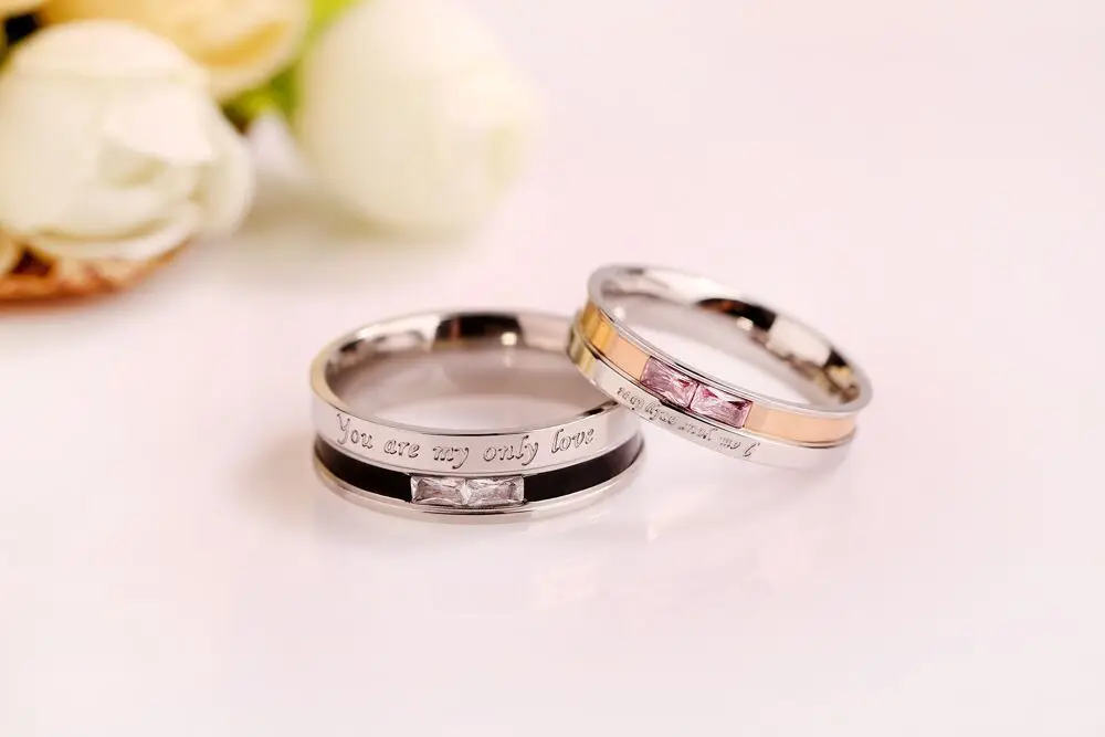 Novo Prometeu Anéis de Casamento Para o Amante Cor de Prata Anéis de Aço Inoxidável para Alguns Homens Mulheres a Festa de Noivado de Jóias