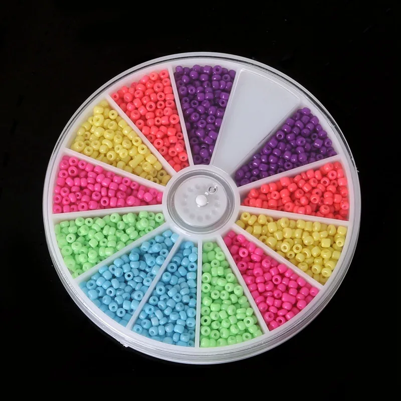 1000PCS de vidro fluorescente arroz colorido esferas de 12 mista, caixas de DIY pulseira material colar de jóias fazendo entregas