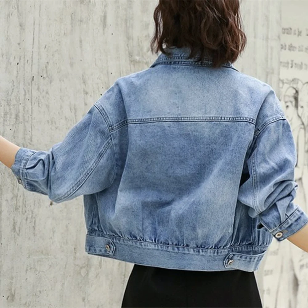 A primavera E o Outono jaqueta jeans mulheres de Curto altura do pêlo Curto Menina coreano-estilo de Solta-Ajuste Legal da Faculdade de Estilo Tops