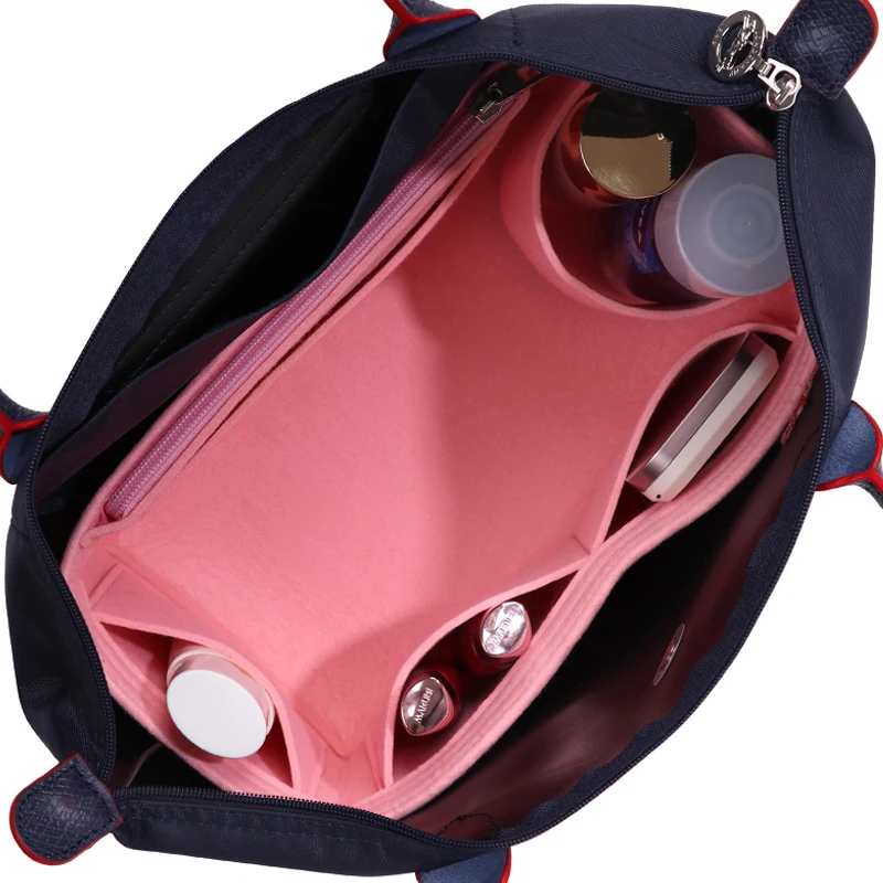 Para Longchamp Ombro S L Pano de Feltro Inserir saco Organizador de Maquiagem Funda Organizador de Viagens Interior da Bolsa Tote shopper bag shaper