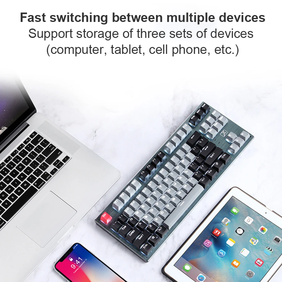 Sem Fios Bluetooth Mecânica de Jogo Teclado Para Macbook Tablet PC Gamer Tri-mode-Tipo C USB com Fio Teclado Mecânico Gamer