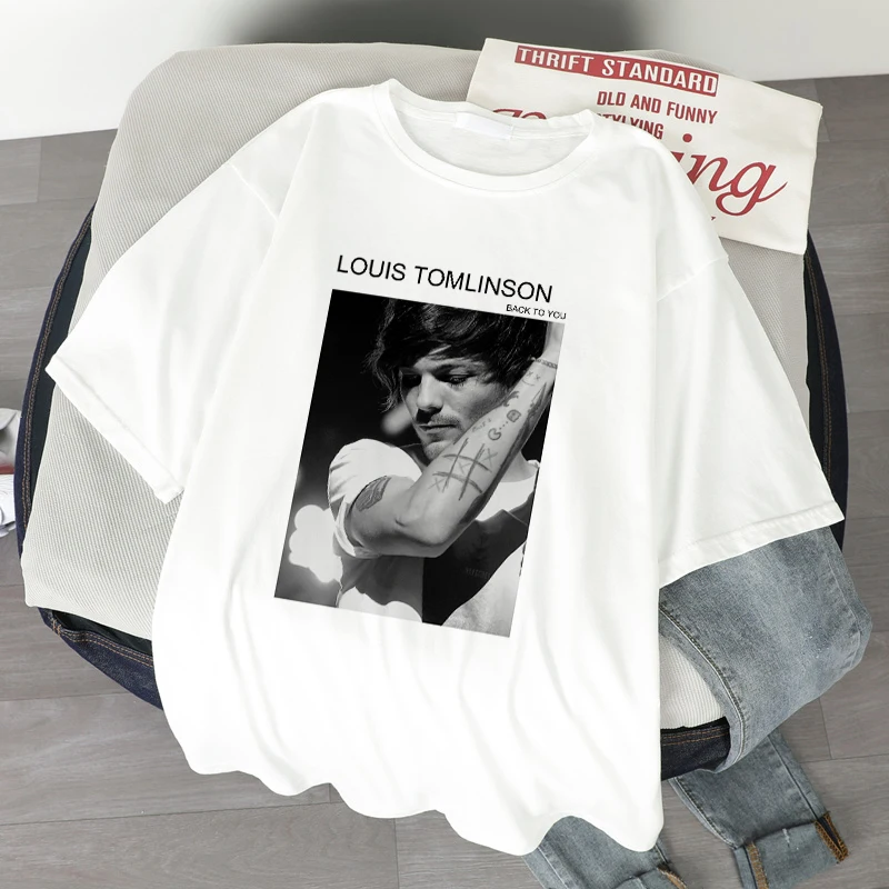 Novo Louis Tomlinson Paredes Gráfica Tees T-Shirt Das Mulheres Estética Tops Camiseta Feminina De Grandes Dimensões