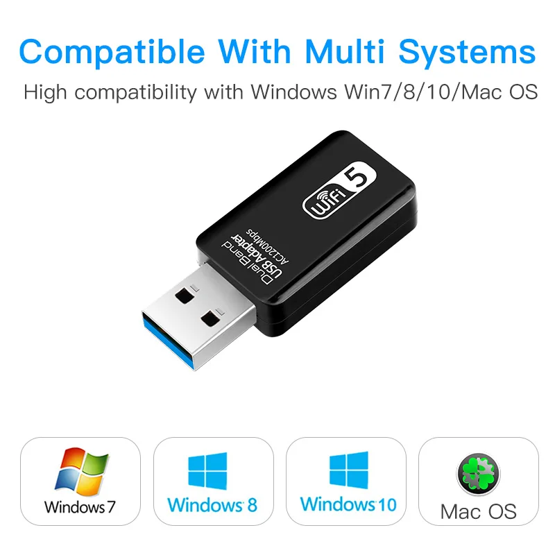 1200Mbps Mini USB 3.0, wi-Fi Rede Cartão Adaptador de 2,4 G/5GHz Dual-Band Wireless Receptor Dongle Adaptador USB para PC Windows 7/8/10