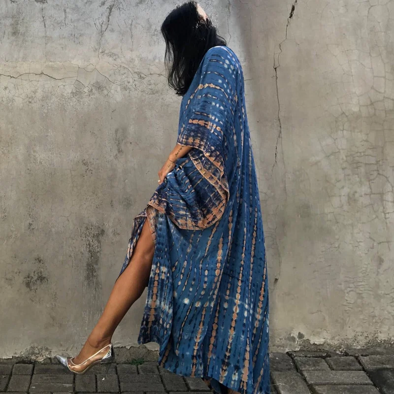 2021 boêmio impresso mulher vestida de maiô cobertura da praia de verão de roupas para moda praia manto plagiare kaftan