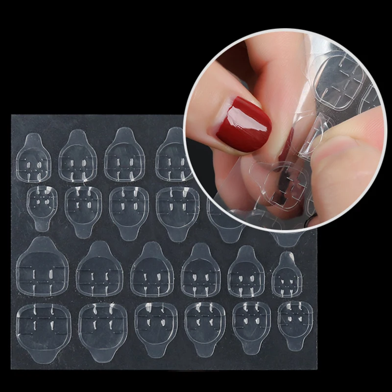 24pcs Dupla Face de Unhas Falsas de Arte Fita Adesiva, Cola de Adesivo Dicas DIY Para Falso Prego Acrílico Manicure em Gel Maquiagem de ferramentas Transparente
