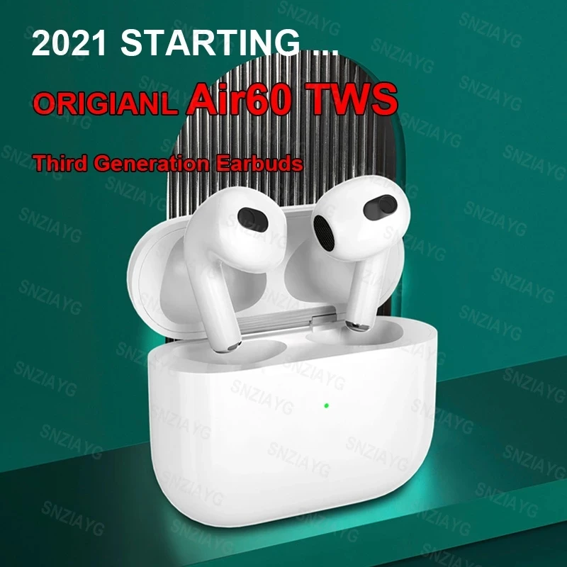 2021 Novo Air60 TWS sem Fio Bluetooth Fone de ouvido Sensor de Luz in-ear Fones de Ouvido Com a cobrança de Caso