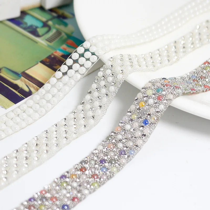 90cm Costurar em Cristal de rocha da Cadeia de Adesivo Hot Melt Recorte de Tecido DIY de Cristal de Diamante de Costura de borda para a Roupa do Casamento