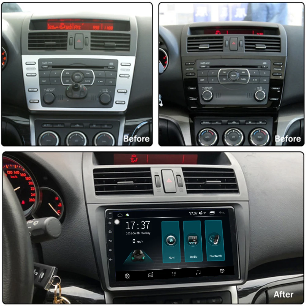 Rádio do carro Para Mazda 6 2008 2009 2010 2011 2012 2013 moldura 2 din Rádio de Navegação GPS Multimídia Carplay sem Fio